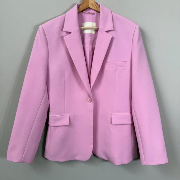 LAPOINTE Matte Crepe Broad Shoulder Blazer Jacket Womens 6 Blossom Pink Chic NWT - Picture 7 of 16